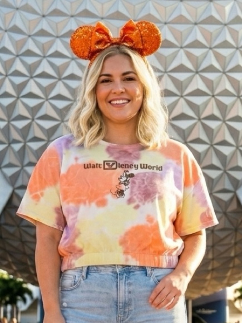 Disney World Minnie Mouse TieDye short sleeve boxy cropped sweatshirt NWT 2X